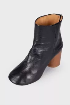 Leather boots with wooden heels