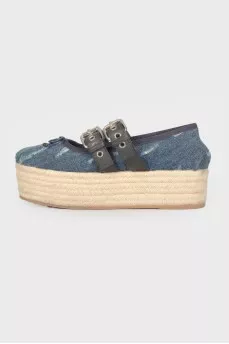 Platform denim espadrilles