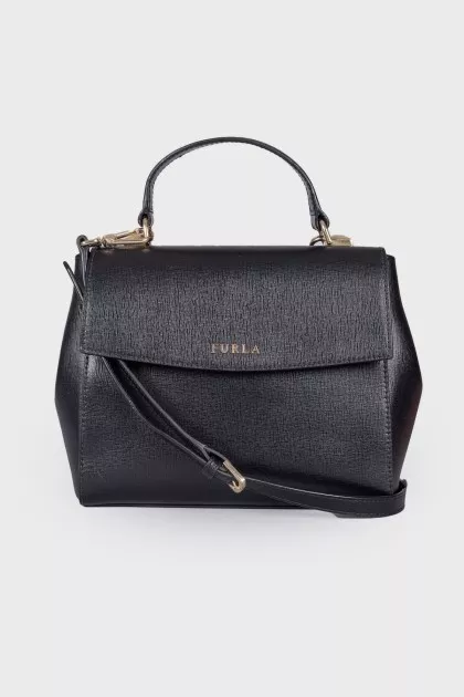 Black leather shoulder bag