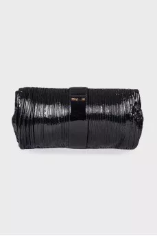 Pleated leather clutch