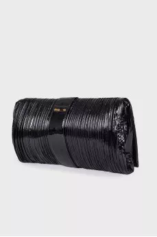 Pleated leather clutch