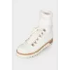 White boots with a knitted part