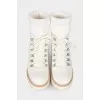 White boots with a knitted part