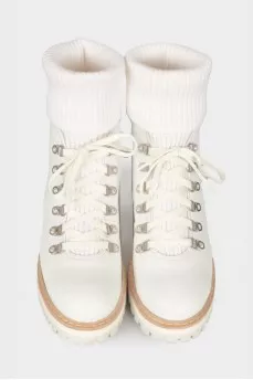 White boots with a knitted part