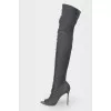 Black peep toe over the knee boots