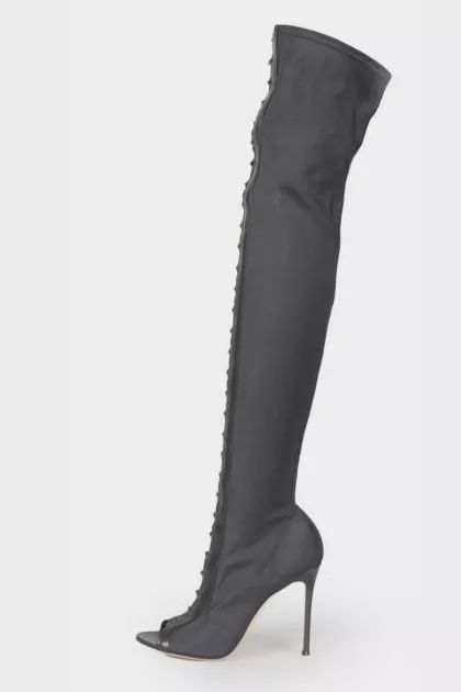 Black peep toe over the knee boots