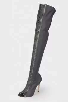 Black peep toe over the knee boots