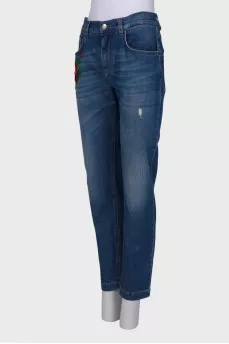 Embroidered boyfriend jeans
