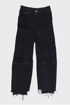 Black jeans with decorative stitching