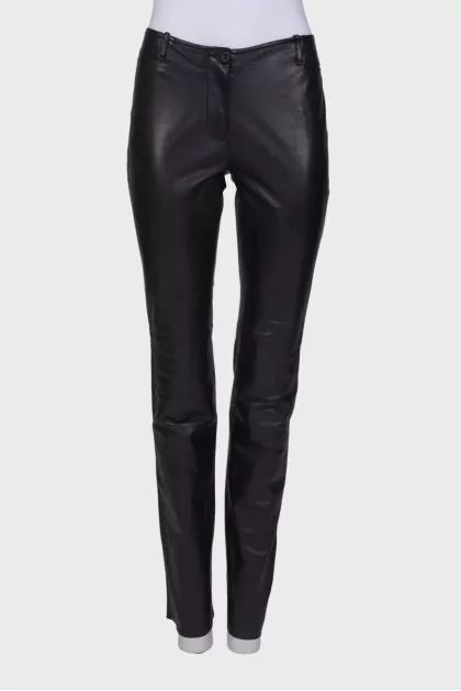 Straight fit leather trousers