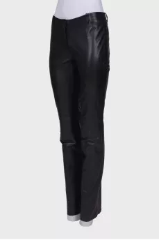 Straight fit leather trousers