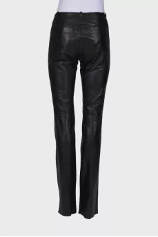 Straight fit leather trousers
