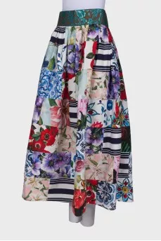Printed maxi skirt with tag