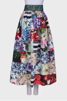Printed maxi skirt with tag