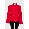 Red draped shirt