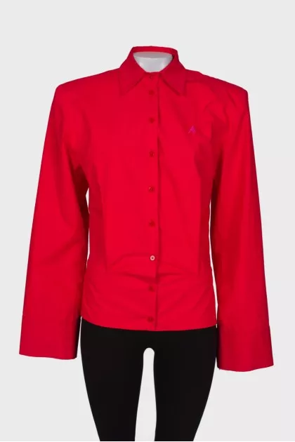 Red draped shirt