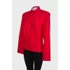 Red draped shirt