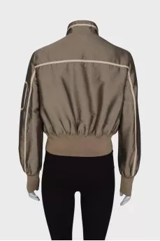Cropped jacket with decorative stitching