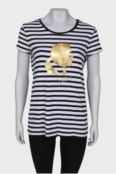 Striped T-shirt with signature print