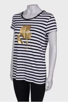Striped T-shirt with signature print