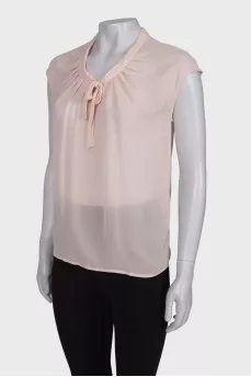Sheer draped blouse