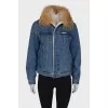 Denim blue jacket with fur