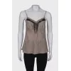 Silk T-shirt with decor