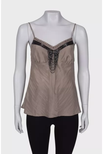 Silk T-shirt with decor