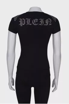Black T-shirt with rhinestones