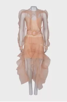 Beige ruffled maxi dress