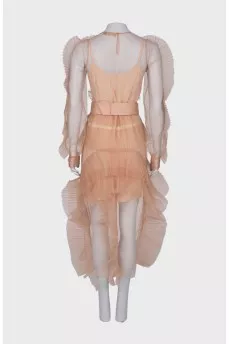Beige ruffled maxi dress