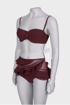 Burgundy swimsuit with tag
