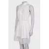 White dress with buttons and tag