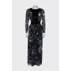 Navy blue printed maxi dress