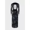 Navy blue printed maxi dress