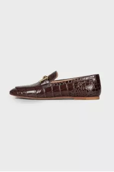 Brown embossed loafers