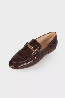 Brown embossed loafers