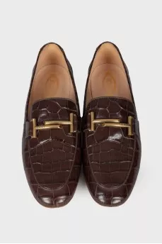 Brown embossed loafers