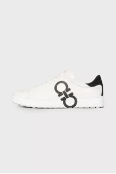 Men's white sneakers with print