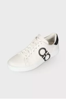 Men's white sneakers with print