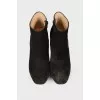 Black suede heeled ankle boots