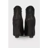 Black suede heeled ankle boots