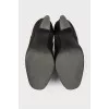 Black suede heeled ankle boots