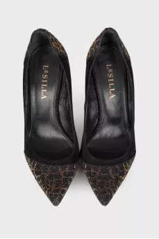 Black shoes with rhinestones