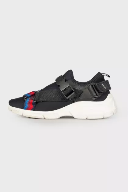 Textile sneakers with straps