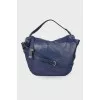 Blue leather shoulder bag