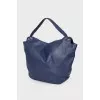 Blue leather shoulder bag