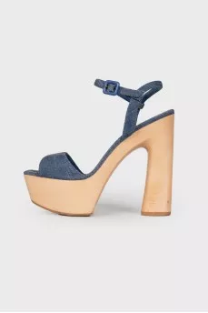 Blue sandals with wooden soles