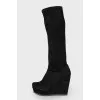 Suede wedge boots