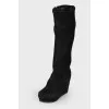 Suede wedge boots
